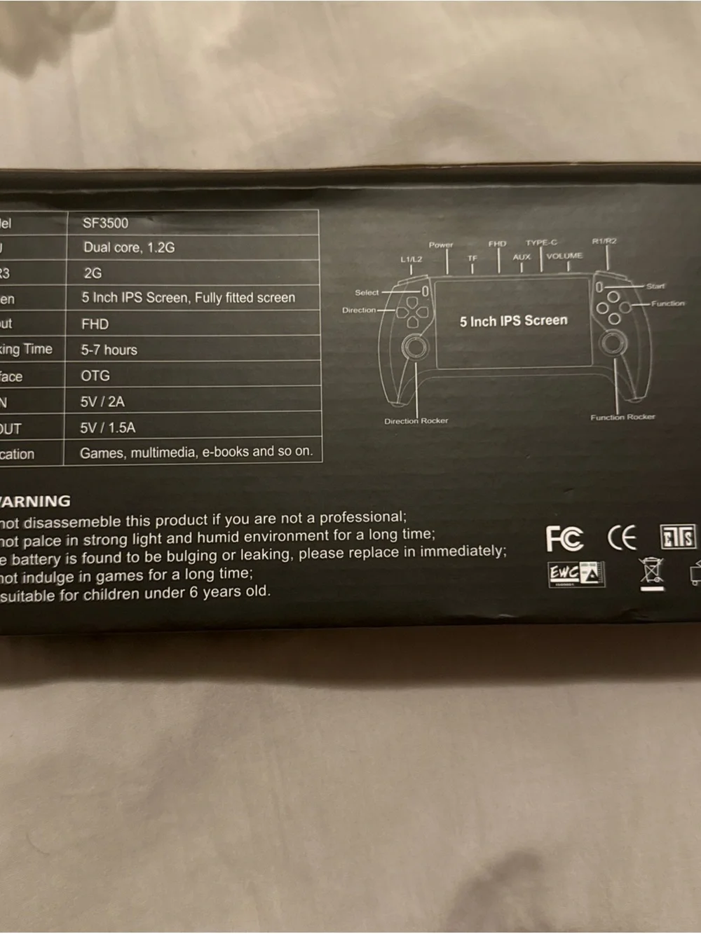 3500 Silver 5-Inch Handheld Game Player